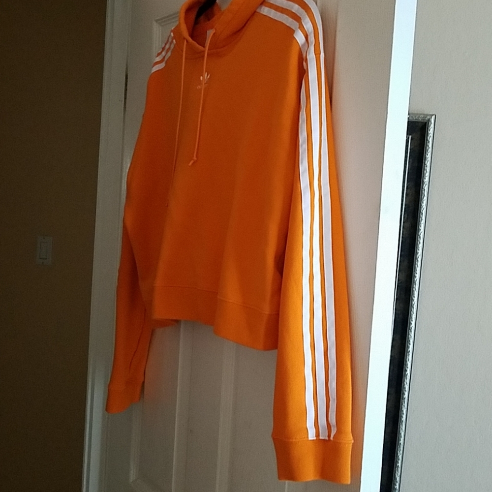 TRADED! Adidas 3 Stripe Crop Orange Hoodie - Picture 5 of 7